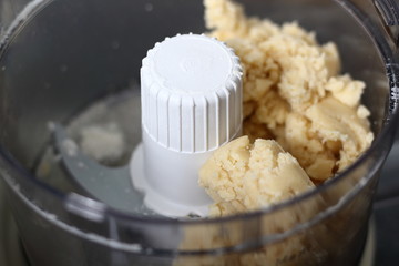 Process flour and diced butter until crumbed. Making Boston Banoffee Pie.