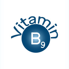 Vitamin B9. Vector icon. Vitamin B9, also called folate or folic acid, often referred to as B-complex vitamins