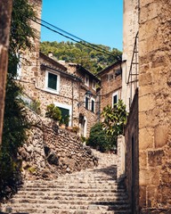 Narrow alley in Valldemossa, Mallorca Spain