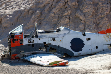 Airplane prop for movie crashed in the desert