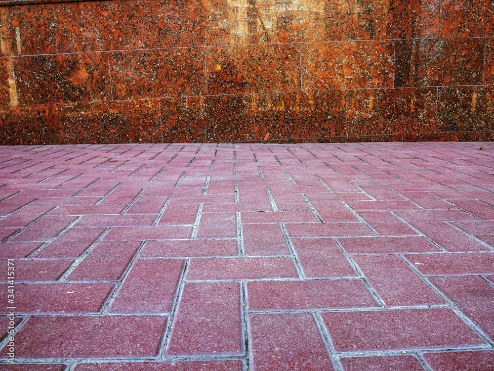 Wall mural texture of old shabby brick wall in dark tones. dirty basis for fashionable trend in design. traces 