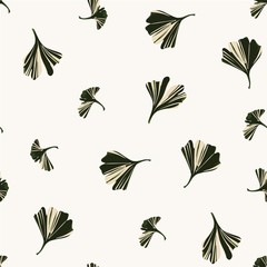 Ginkgo biloba leaf seamless pattern. Ginkgo leaf silhouette. Isolated  illustration. Natural design for various textiles and the design of medical cosmetics.