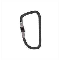 Carabiner icon. Hiking and mountaineering safety equipment. Rock climbing gear.