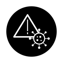 covid19 particle with alert signal health pictogram block style