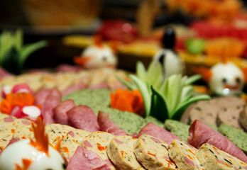 Slices of Salami kept as appetizer