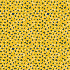 Vector Tiny blue leaves seamless pattern, yellow botanical background