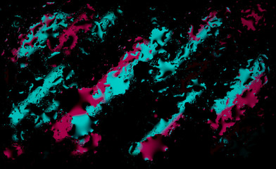 Colored abstract wallpaper on a black background with raindrops on glass - obrazy, fototapety, plakaty