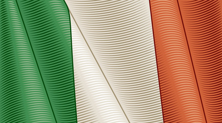 Vintage Flag Of Italy. Close-up Background. Vector illustration in retro woodcut style.