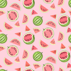 Watermelon pattern. Hand draw doodle graphics. 