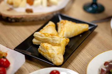 
pies stuffed with two pieces on the table
