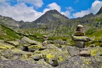 Rock statues built in the valley below Strbsky Peak near Lake above the Skok waterfall. © Stanislav