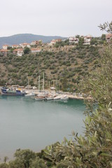 Fototapeta na wymiar İasos ancient city. View from the catle on the bay.
