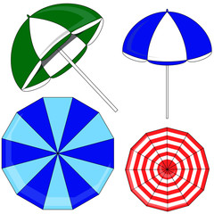 vector illustration of a set of umbrellas