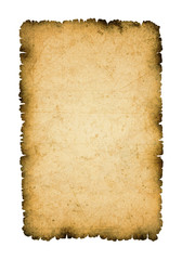 Old sheet of paper with burnt edges