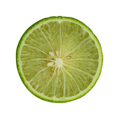 Natural fresh lime sliced isolated on white background