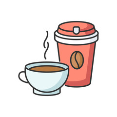 Tea and coffee RGB color icon