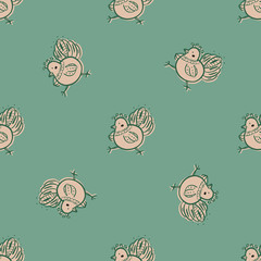 chicken folklore print seamless repeat pattern