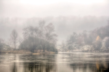 Fototapeta premium Foggy Islands on the River