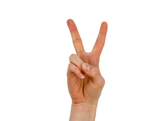 Single hand with peace sign