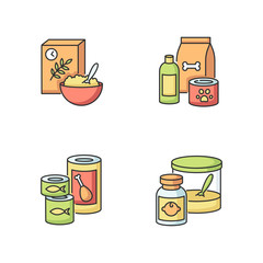 Food items RGB color icons set