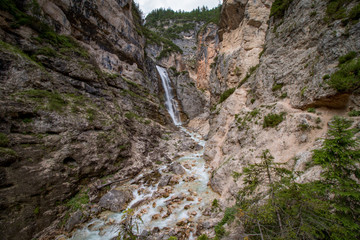 Waterfall in the Dolomite Mountains