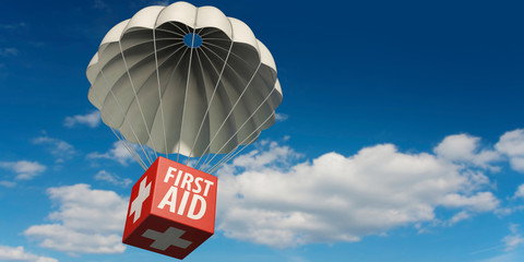 First aid package falls from the sky