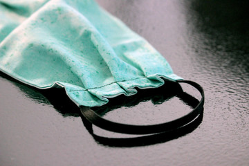 handmade face mask close up on straps