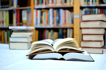 Books on library desk