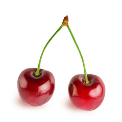 Fresh cherry isolated on white background with clipping path