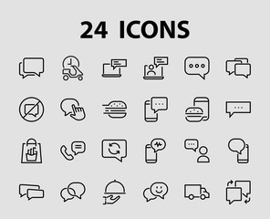Simple set of message line vector line icons. contains icons such as conversation, SMS, notifications, group chat, and more. Editable stroke. 48x48 pixels perfect, white background