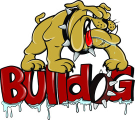 Bulldog MascBulldog Mascot Illustration in Cartoon Style, with letters. Bulldog Mascot Cartoon Illustrations & Vectors ot Illustration in Cartoon Style. with letters. 
