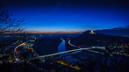 Sonnenuntergang Porta Westfalica mit Kaiser Wilhelm Denkmal - Weser - Minden