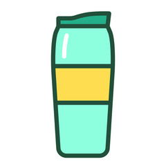 Reusable glass coffee or tea cup line color icon. Thermos for take away. Zero waste lifestyle. Outline pictogram for web page, mobile app, promo.