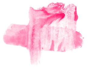 Obraz na płótnie Canvas Abstract watercolor background hand-drawn on paper. Volumetric smoke elements. Pink color. For design, web, card, text, decoration, surfaces.