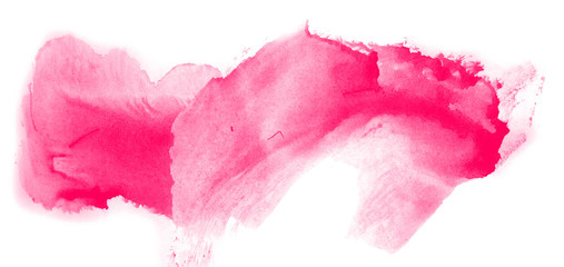 Abstract watercolor background hand-drawn on paper. Volumetric smoke elements. Pink color. For design, web, card, text, decoration, surfaces.