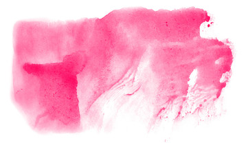 Abstract watercolor background hand-drawn on paper. Volumetric smoke elements. Pink color. For design, web, card, text, decoration, surfaces.