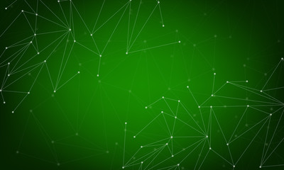 Fototapeta premium Abstract polygonal space low poly dark background with connecting dots and lines. Connection structure. Vector science background. Polygonal vector. Green