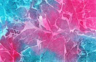 Watercolor, abstract background. Blurred texture watercolor stains, smudges of paint. Beautiful watercolor background with copyspace in blue and pink colors