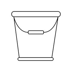 Vector silhouette of a bucket for the garden on a white background. For agriculture, watering the soil and plants. Flat design objects without filling. Vector and stock illustration.