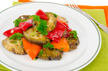 Cold garlic spicy vegetable appetizer. Studio Photo