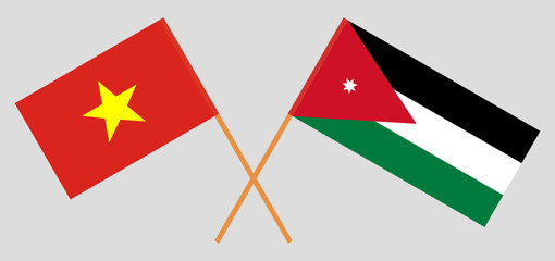 Crossed flags of Jordan and Vietnam