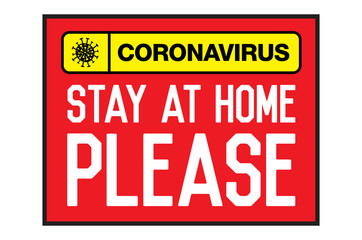 Stay at home please. Lettering typography poster with text for self quarantine. Vintage style monochrome illustration.