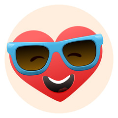 Fototapeta premium Happy heart character smiling with sunglasses. To see the other vector heart character illustrations , please check Cartoon Heart Characters collection.