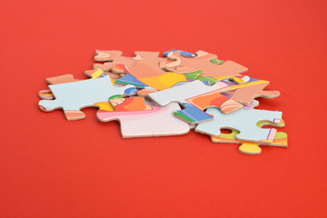puzzles on a red background. Educational games for children