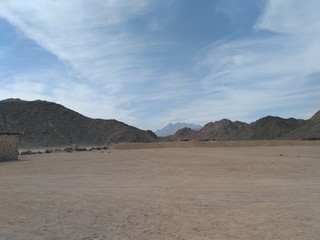 Landscape of stone desert in Egypt. Safari in the desert. Extreme entertainment and active leisure in Egypt resorts.