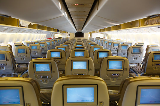 Cabin Of A Saudi Arabian Airlines Boeing 777-300ER Airplane
