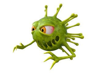 corona virus monster with arms. 3d illustration - obrazy, fototapety, plakaty