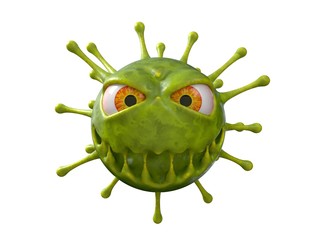 corona virus monster with evil look. 3d illustration