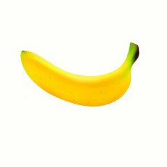 Realistic vector fruit-banana. Made using the gradient-mash technique. Located on white background. Suitable for advertising fruit and vegetarian lifestyle.