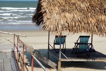 wooden beach hut in vietnam